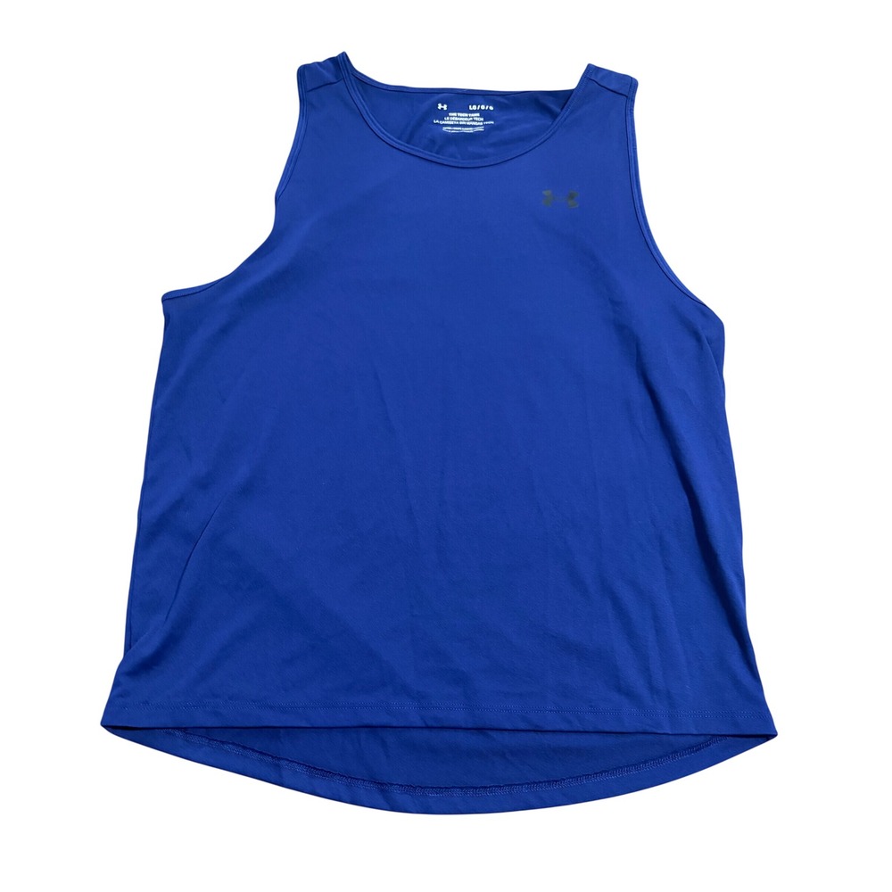 Under Armour Mens Tech Tank Top Blue Fitted Sleeveless Gym Shirt 1328704 LG